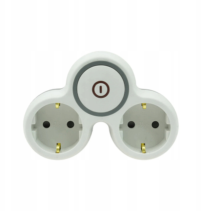 Adaptor prizë Plastrol R-21BWS/S/B, 2x SCHUKO, buton ndezje, i bardhë gri