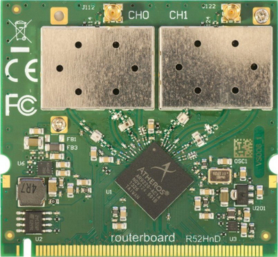 Kartelë rrjeti Mikrotik R52HND, miniPCI WLAN, dual band 2.4 5 GHz, e bardhë
