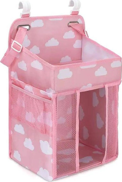 Organizues krevati për bebe AG637C Baby Crib Caddy, me shumë xhepa, prej poliestëri, rozë
