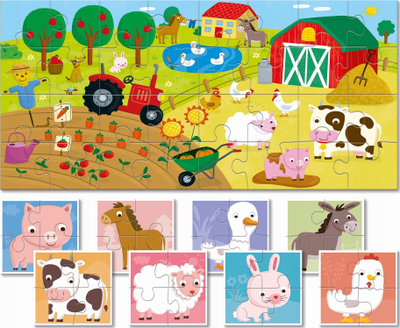 Puzzle për kalamaj Ludattica Baby Puzzle Collection The Farm, 32 copa, për me mësu edhe me lozur