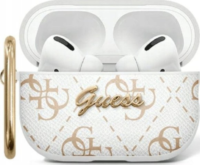 Mbulesë për AirPods 3 Guess GUA3PG4GPH, me kapëse, e bardhë 4G