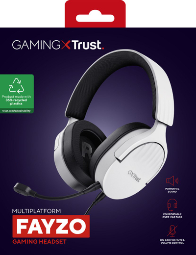 Kufje Trust GXT 489W Fayzo, për lojëra, 1.2m, të bardha