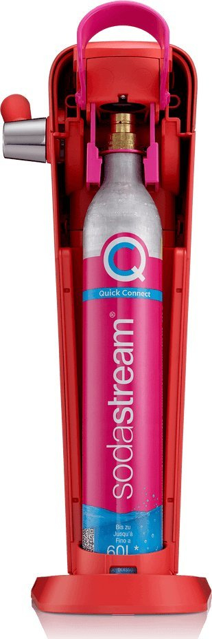 Makinë për bërjen me gaz të ujit SodaStream Red Art, me bombol dhe shishe 1L, e kuqe