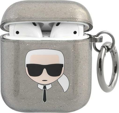 Mbrojtëse Karl Lagerfeld KLA2UKHGK, për AirPods 1/2, me xixa, gri