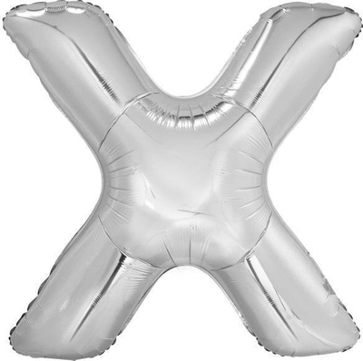 Balonë shkronjë X Amscan, 86 cm, prej folie, ngjyrë argjendi
