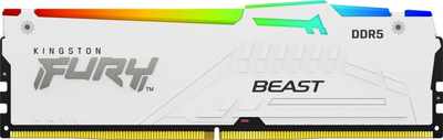 Работна меморија Кингстон Фјури Бист DDR5, 16GB, 6400MHz, RGB, бела