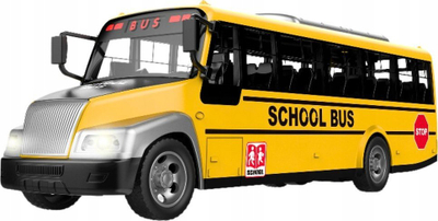 Lodër autobus shkolle me telekomandë, me drita që punojnë, plastikë, i verdhë