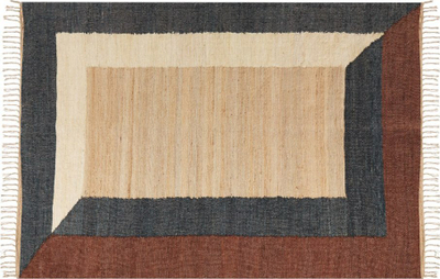Tapet boho pa markë, 160 x 230 cm, jute dhe pambuk, shumëngjyrësh