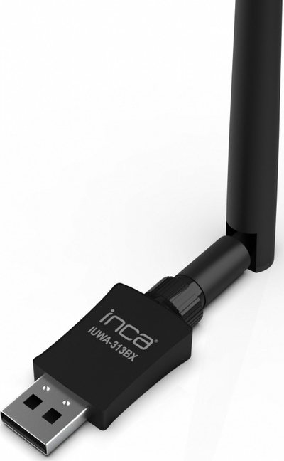 Adaptor Wi-Fi USB Inca IUWA 313BX me antenë 5 dBi, 2.4 GHz, ngjyrë e zezë