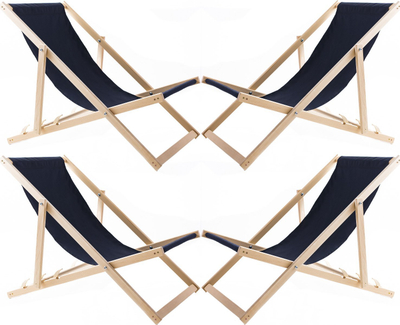 Set shezlong kopshti Woodok, dru ahu, 4 copë, navy blue