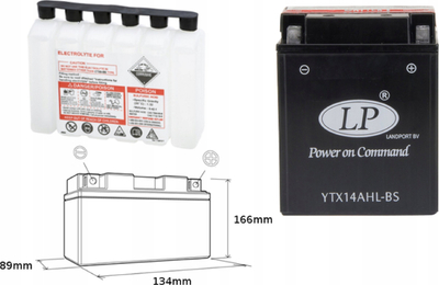 Bateri motori Landport YTX14AHL BS, 12V, 12Ah