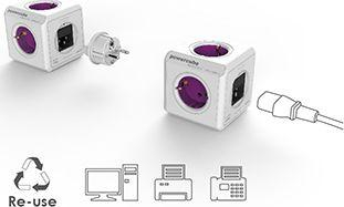 Rrip elektrik PowerCube + 4 priza udhëtimi, rozë (1820/FRRW4P)