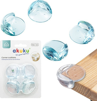 Mbrojtëse për qoshe Akuku, set me 4 copë, silikon transparent