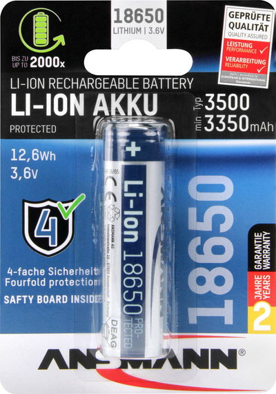 Bateri Ansmann 18650, 3500mAh