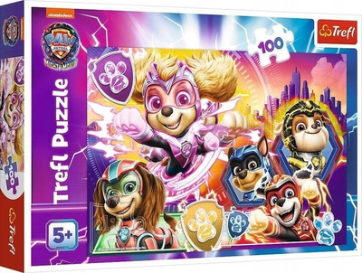 Puzzle Paw Patrol TREFL Get to Know Mighty Pups, 100 copa, 41 x 27.5 cm, shumëngjyrësh