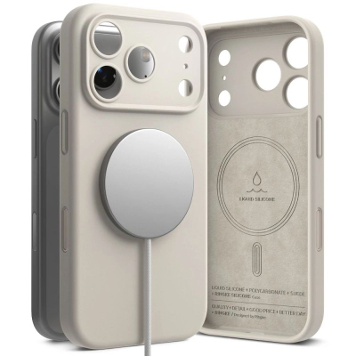 Mbrojtëse telefoni Ringke Silicone Magnetic MagSafe, për iPhone 17 Pro, silikon, beige