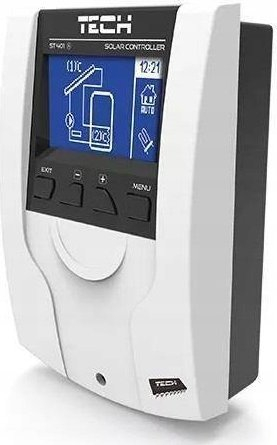 Kontroller diellor Tech ST-401N për kolektorë diellorë, me ekran të madh, i zi