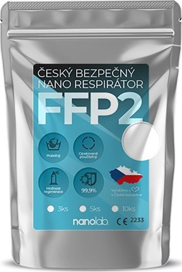 Respirator Nanolab Nano, FFP2, i larshëm, 3 copë, i bardhë
