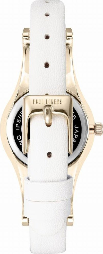 Ora dames Paul Lorens Quartz Classic, 30mm, rrip i bardhë, kasë ari