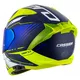 Helmeta Moto Cassida Aero Drome, blu/verdhë fluo/blu e çelët/e bardhë