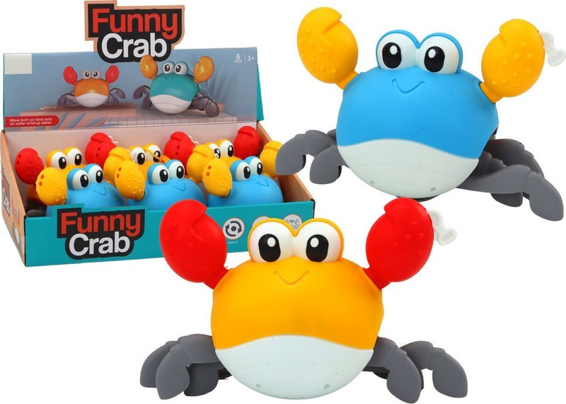 Lodër banjoje Leantoys Krab, me mekanizëm rrotullues, që ecën dhe noton, blu verdhë