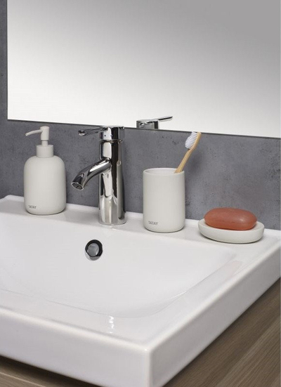 Mbajtëse sapuni Soft Soap Dish, qeramike, rrumbull, e bardhë