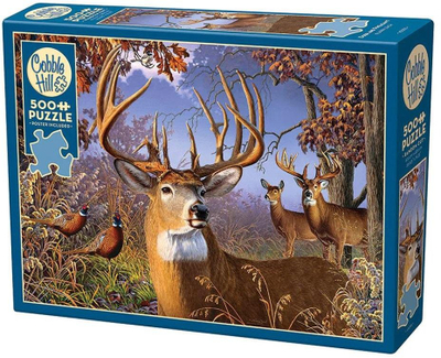 Puzzle “Deer and Pheasant”, 49 x 68 cm, me poster për orientim, shumëngjyrësh
