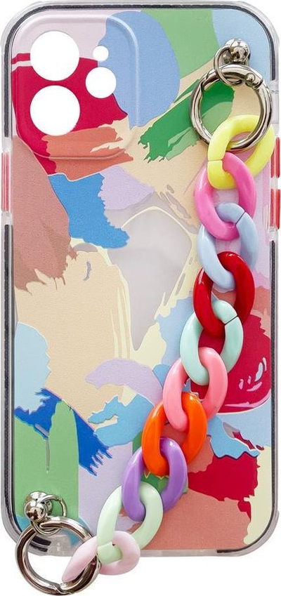 Капак Color Chain Case за iPhone 13 Pro Max, флексибилен гел, со синџир, многубоен