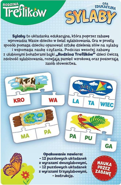Lojë puzzle edukative Trefl Syllables The Treflik Family, rrokje, 4+, shumëngjyrëshe