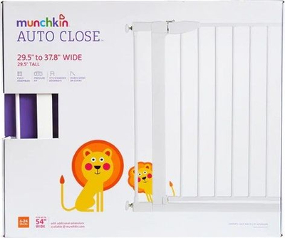 Заштитна порта за деца Мunchkin Auto Close, монтажа со притисок, автоматско затворање, бела