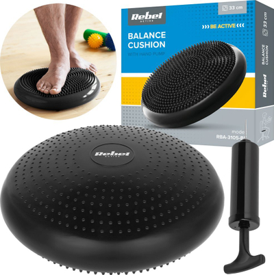 Jastëk sensorial rehabilitues Rebel Active, diametër 33cm, kapacitet 300kg, gri