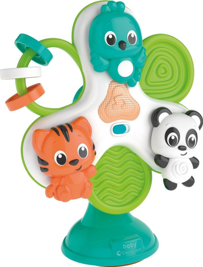 Lodër karusel interaktiv Clementoni Cheerful Animals, me drita e muzikë, me vakum, shumëngjyrësh