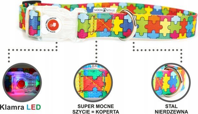 Qafore qeni Moonstyle Puzzle me LED, 20mm, 35–50cm, shumëngjyrëshe
