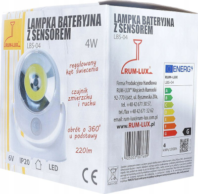 Lampë LED me sensor lëvizje e errësire, me bateri, dritë e bardhë neutrale, e bardhë