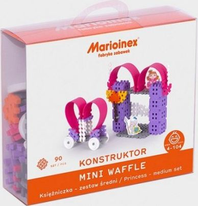 Lodër konstruktore Marioinex Mini Waffle Princess, set i mesëm, 90 copë, shumëngjyrëshe