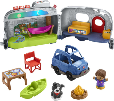 Set lodrash Fisher-Price Little People Camper HMV92, karavan kampingu për kalamaj të vegjël, shumëngjyrësh