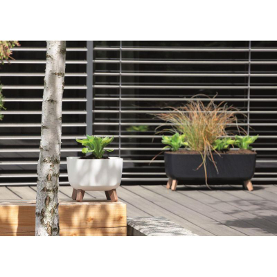 Vazo lulesh Prosperplast Gracia Square, 24 cm, plastike, ngjyrë antracit