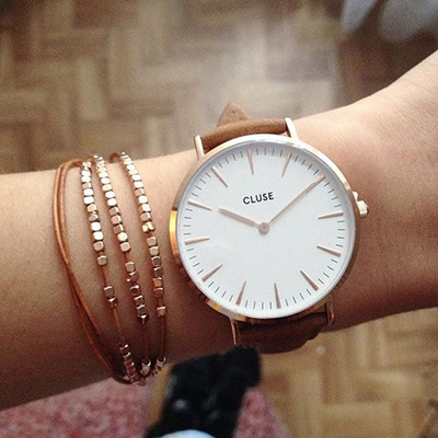 Orë dore Cluse Rose Gold White/Caramel