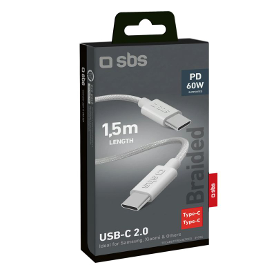 Kabllo USB-C SBS TECABLETISSUETCCG, USB-C në USB-C, 1.5 m, e bardhë