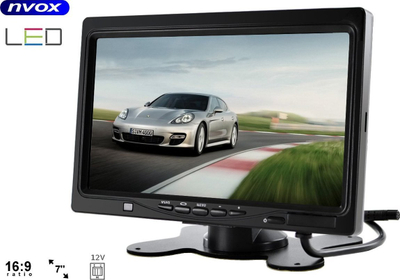 Set monitori makine NVOX HM716HD, 7", kamerë mbrapa wireless, i zi