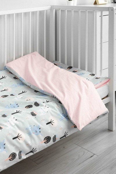 Set shtrati për kalama Sensillo Little Deer, 2 pjesë, 100x135 cm, gri me figura dreri