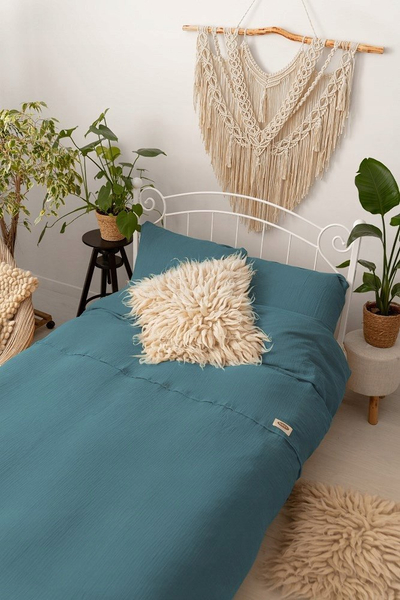 Сет чаршафи Matex Muslin Bedding, 220x200 cm, памук муслин, темен смарагд