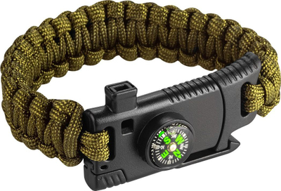 Byzylyk survival Neo 5 në 1, paracord 3.5 m, me busull dhe zjarrfikës, jeshil