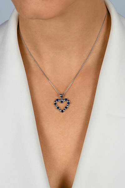 Pendant për qafore Brilio Silver, i argjendtë / kaltër