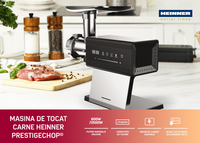 Mulli mishi Heinner HMGDTSS2500, 2500W, 2.5 kg/min, i zi argjendtë