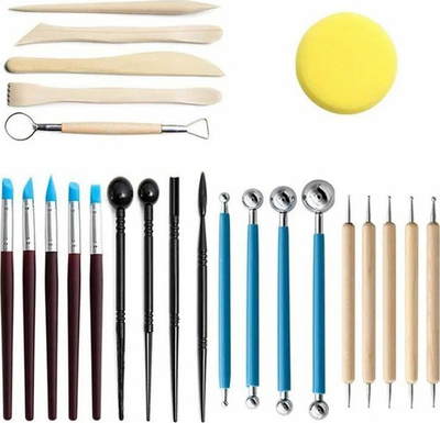 Set veglash modelimi agjile AG983, 24 copë, për skulpturë, shumëngjyrësh