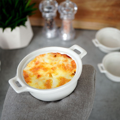 Set pirofila porcelani Excellent Houseware Ramekin, 3 copë, 130 ml, të bardha
