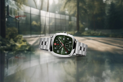 Orë Wenger Vintage Sport Chrono, e argjendtë/gjelbër