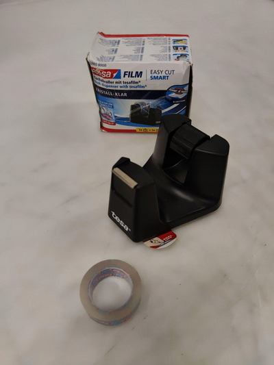 Dispenser shiriti ngjitës TESA Film Recycled 53905, me 2 rrotulla 19mm x 33m, i zi