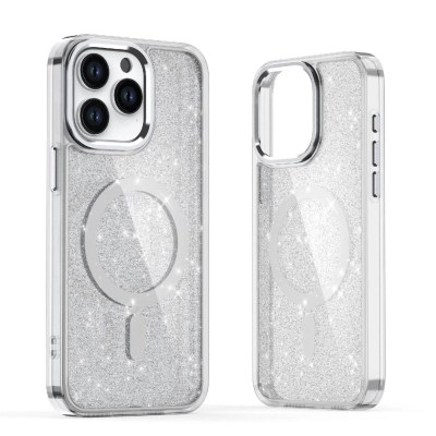 Mbulesë telefoni Hurtel Glitter, MagSafe, për iPhone 17, gjysmë transparente, me shkëlqim